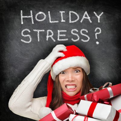 blackboard with holiday stress text