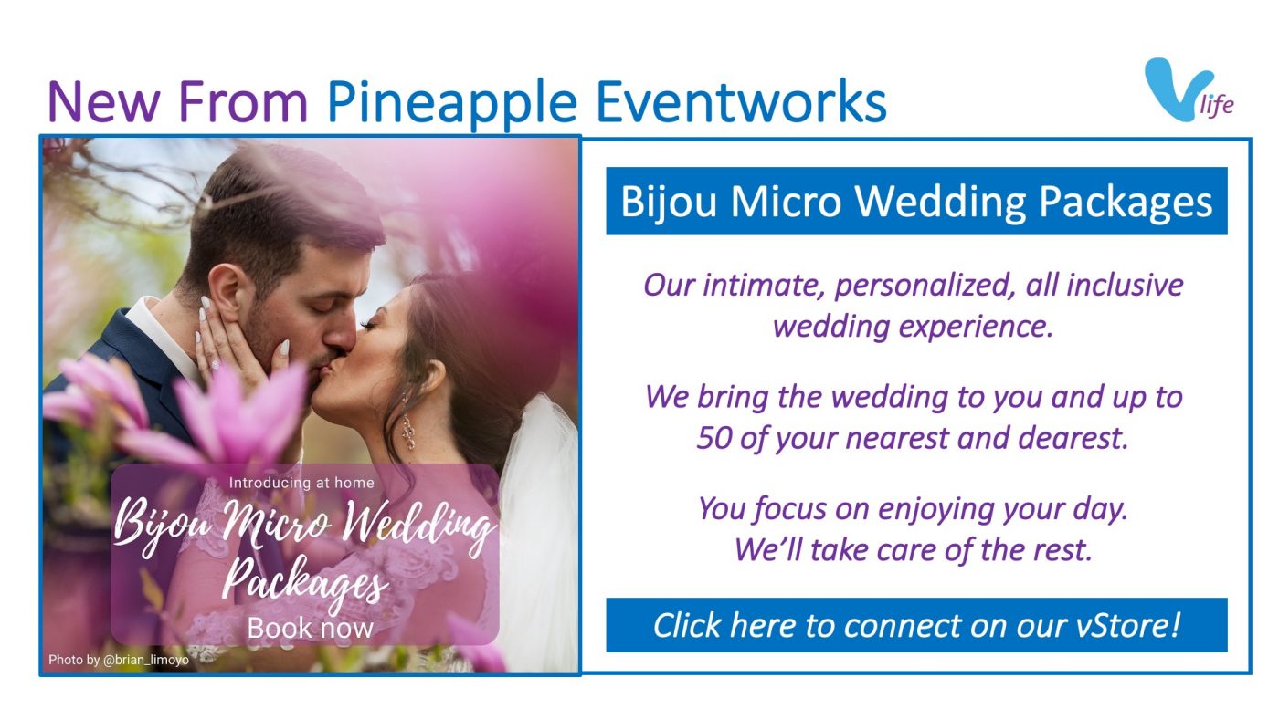 vStore New from Pineapple Eventworks Bijou Micro Wedding Packages info poster