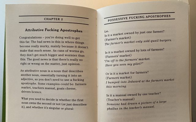Pages 36 and 37 of Fucking Apostrophes, by Simon Griffin