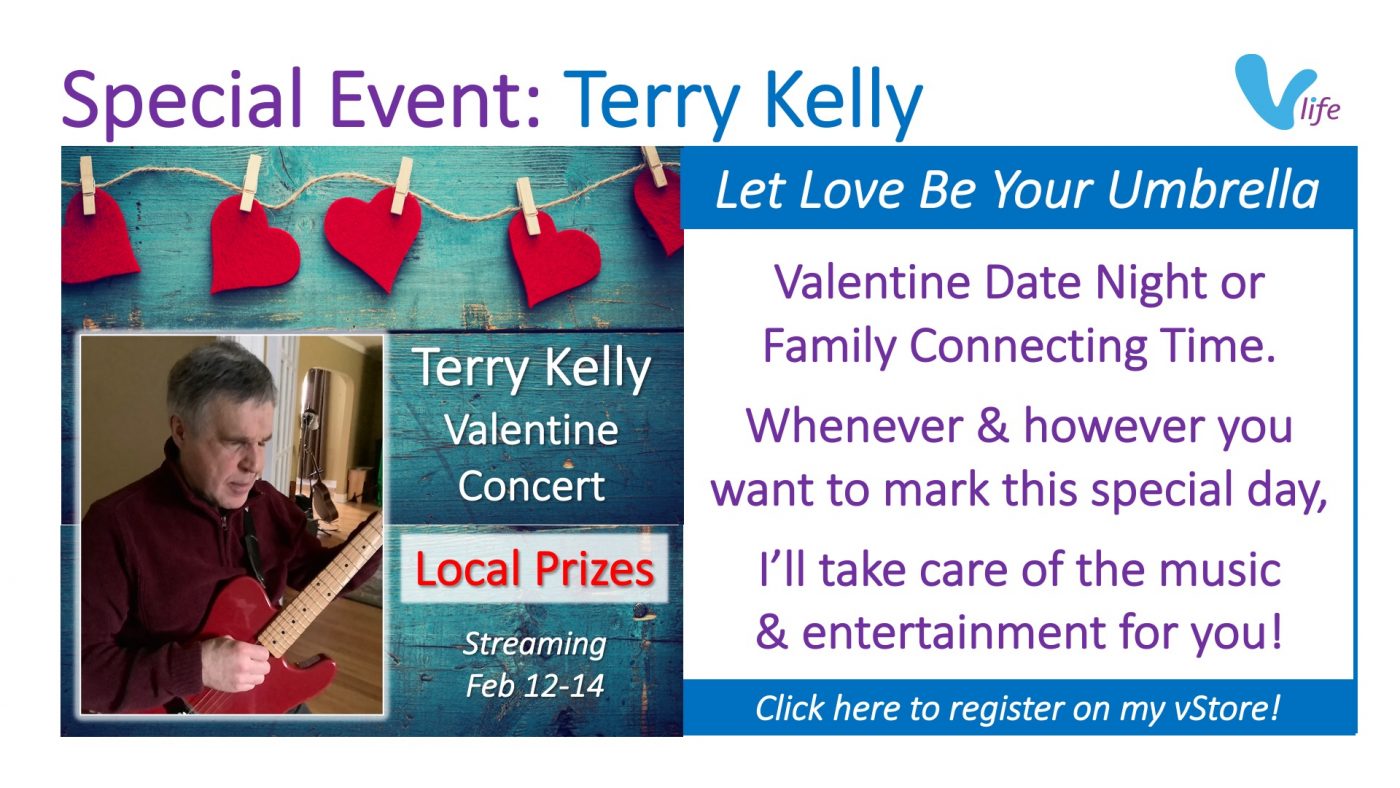 vStore Special Event Graphic Terry Kelly Valentines Concert Jan 2022
