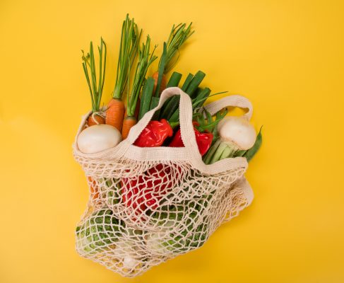 reusable produce bag full of fresh veg sustainable shopping