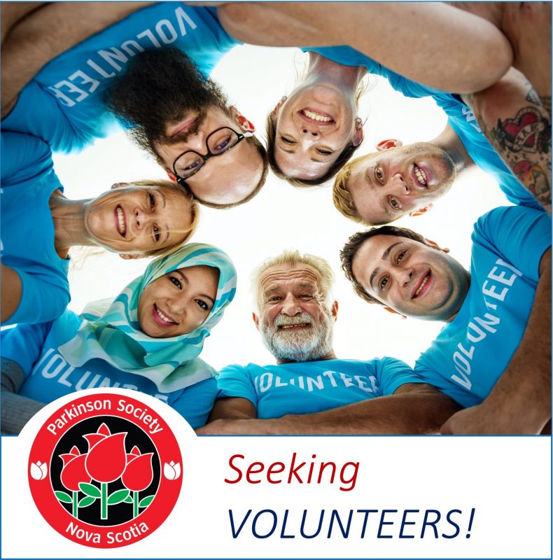 Circle of smiling volunteers Parkinson Support