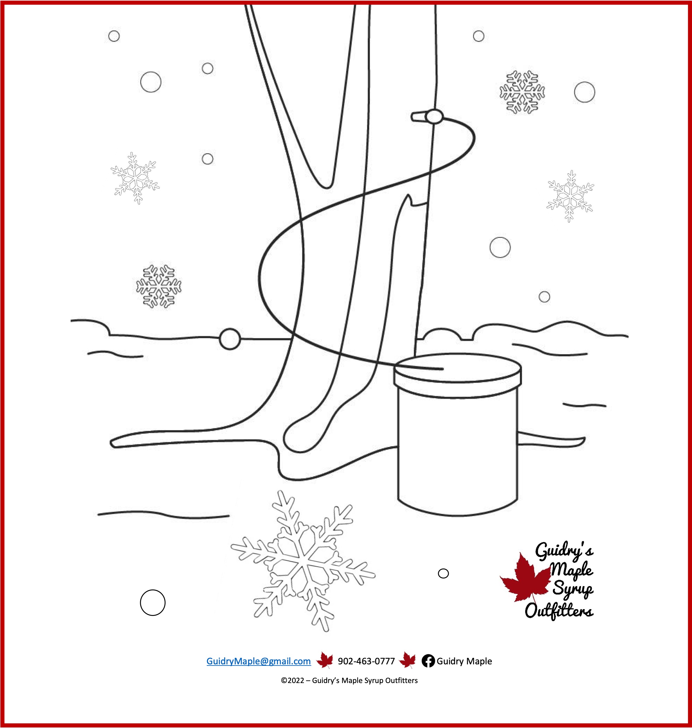 Maple Tree with tap, tube and bucket free colouring sheet