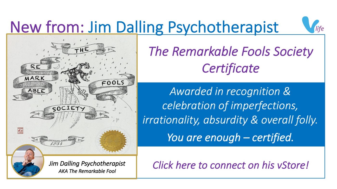 vStore graphic Jim Dalling Psychotherapist Remarkable Fools Certificate