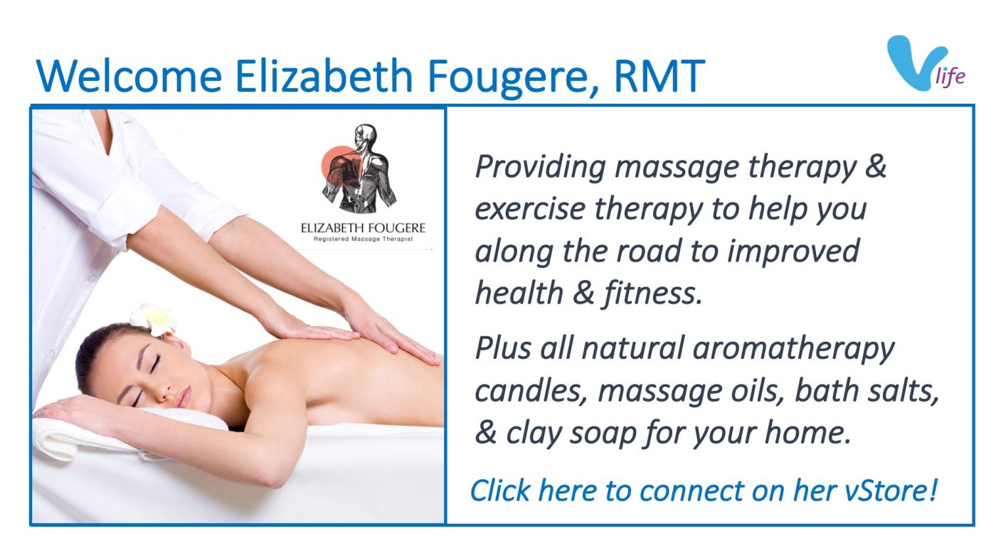 vStore Welcome graphic Elizabeth Fougere RMT Jul 2022 Massage Therapy