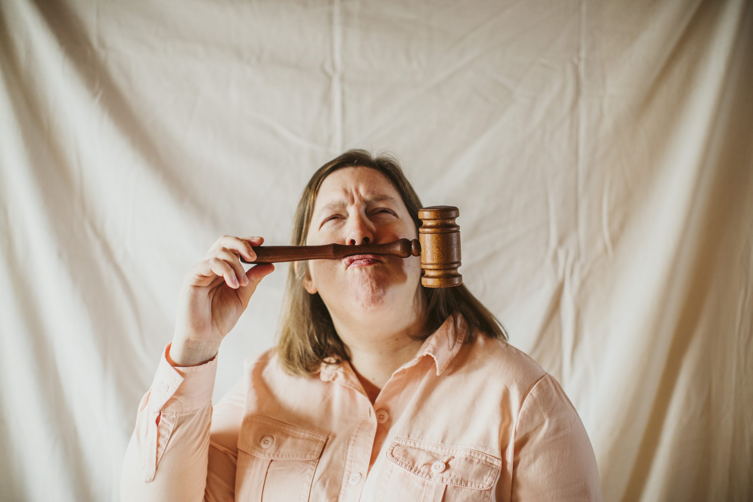 Online Legal Essentials Founder Corinne Boudreau with Gavel Moustache