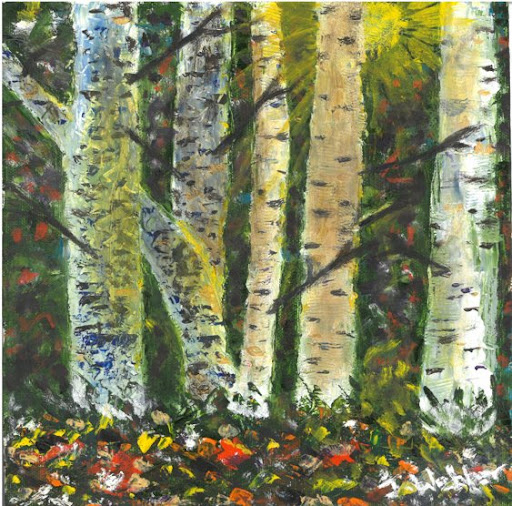 Maple and Birch Trees Painting