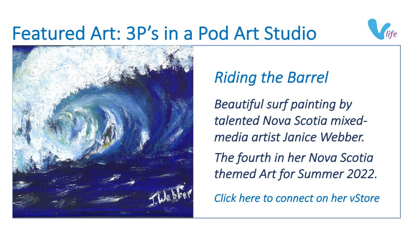 vStore Graphic 3 Ps in a Pod Art Riding the Barrel painting Aug 2022