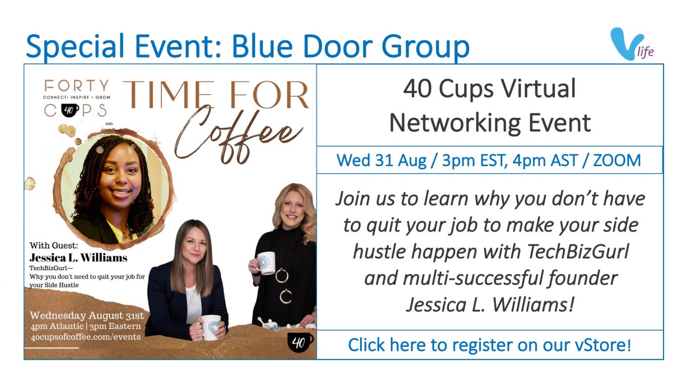 vStore Graphic Blue Door Group 40 Cups Networking Aug 2022