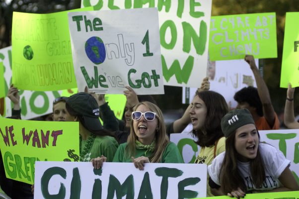 young environmental activists protesting climate change