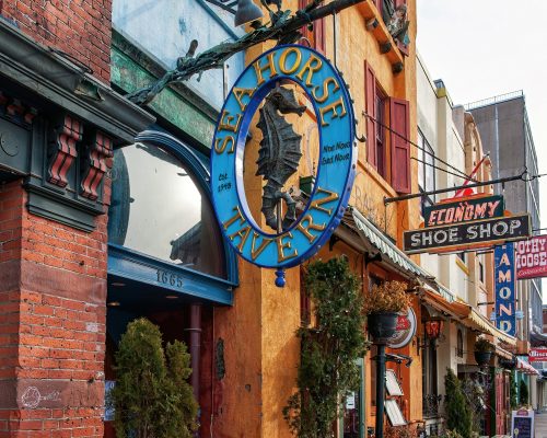 Iconic Bar signs on Argyle Street in Halifax,