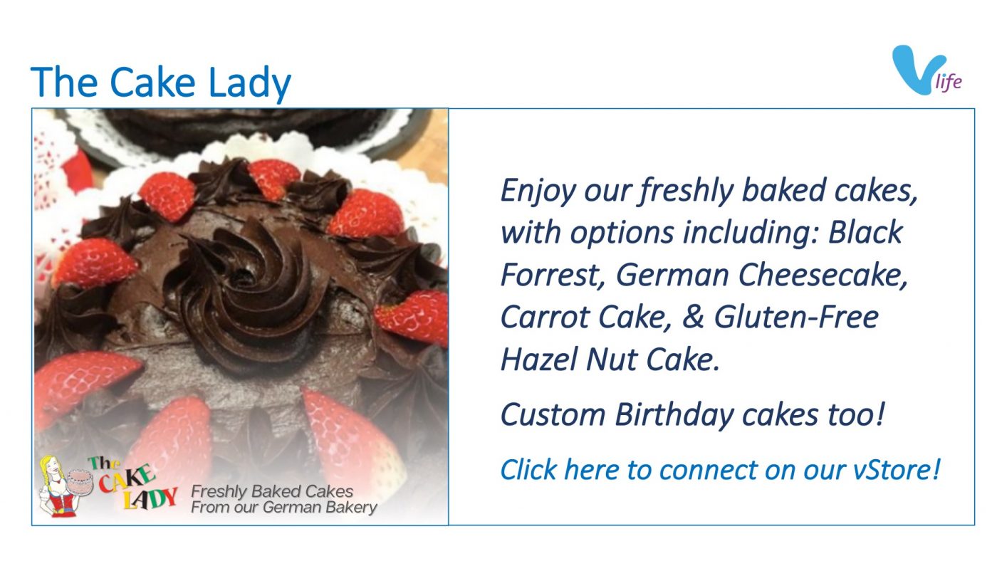 Chocolate cake decorated with strawberry slices.vStore graphic The Cake Lady German Bakery Featured Cakes Feb 2023