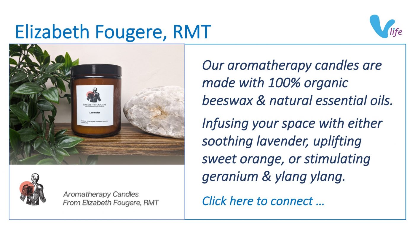 vStore graphic Elizabeth Fougere RMT Aromatherapy Candles May 2023