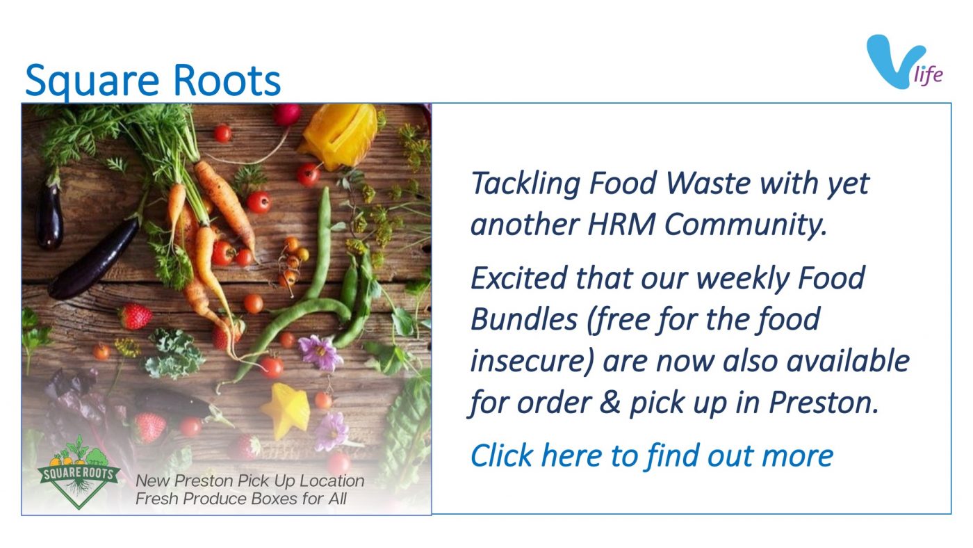 vStore graphic Square Roots New Preston Location May 2023. Food Waste