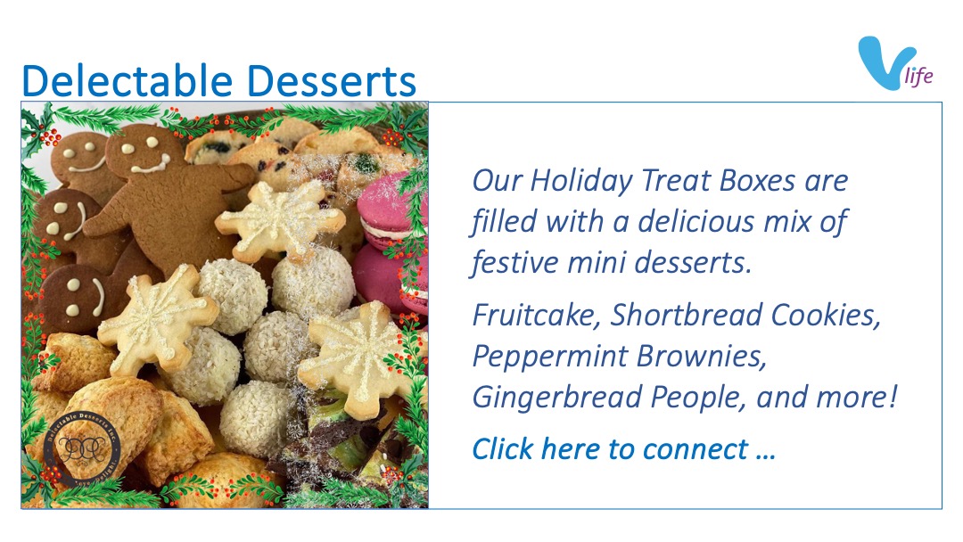 SL graphic Delectable Desserts Featured Holiday Treat Boxes Dec 2023